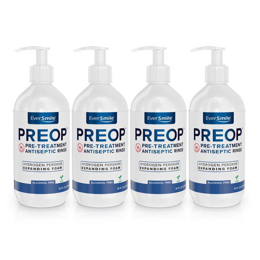 EverSmile PreOp Foaming Rinse bottle with pump for quick, precise dosing.