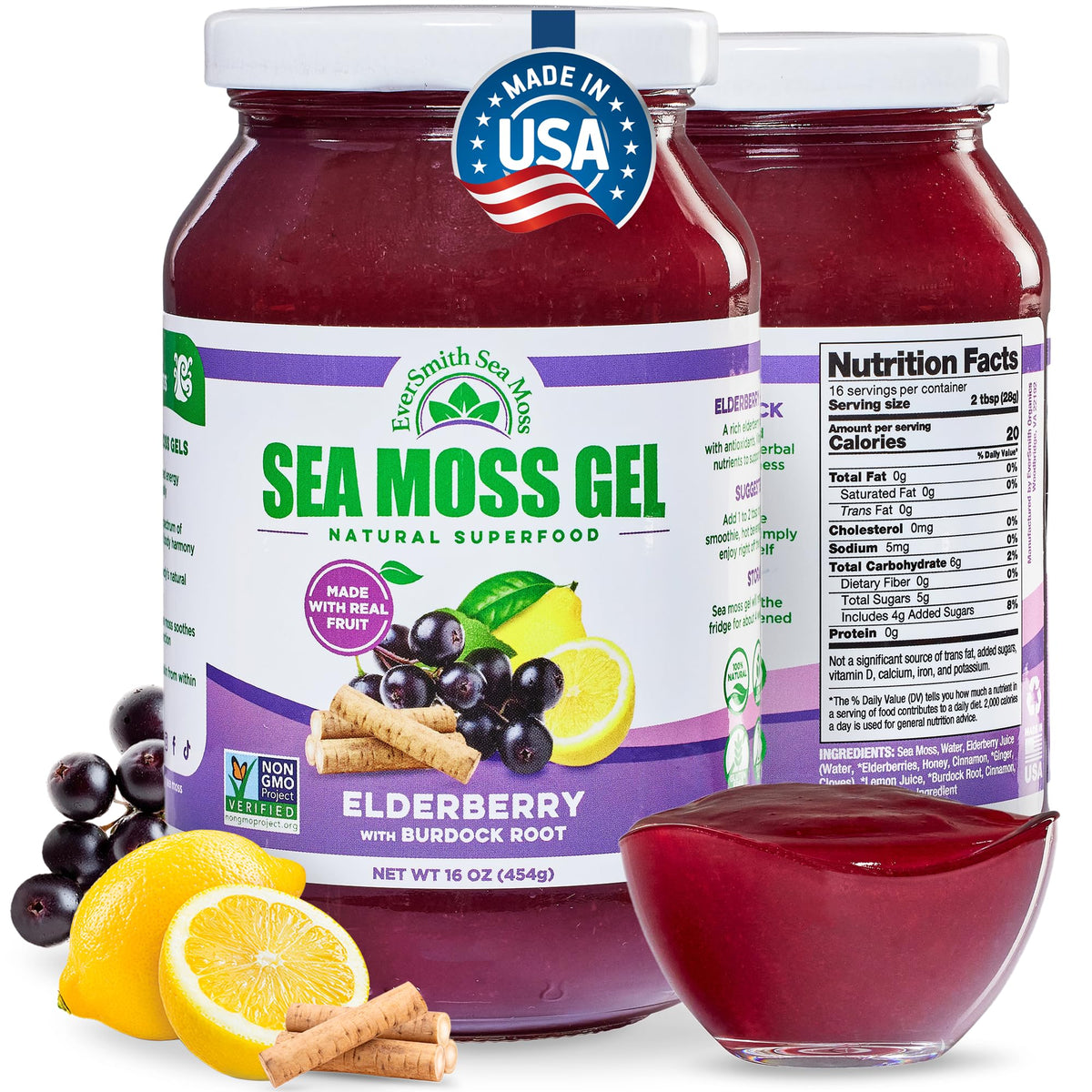 EverSmith Organics wildcrafted sea moss gel bottle for daily nutrition support