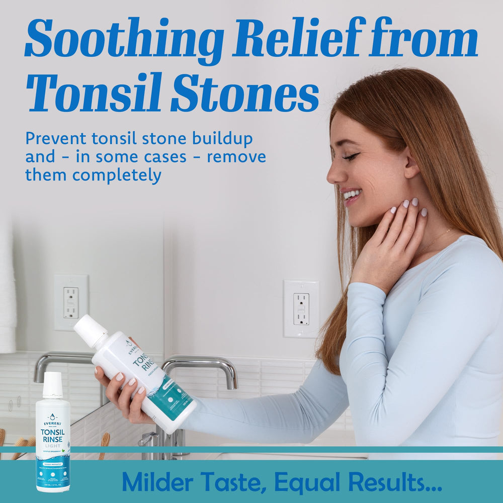 Everest Mouth Wash ingredients label highlights aloe chamomile and spearmint for gentle care