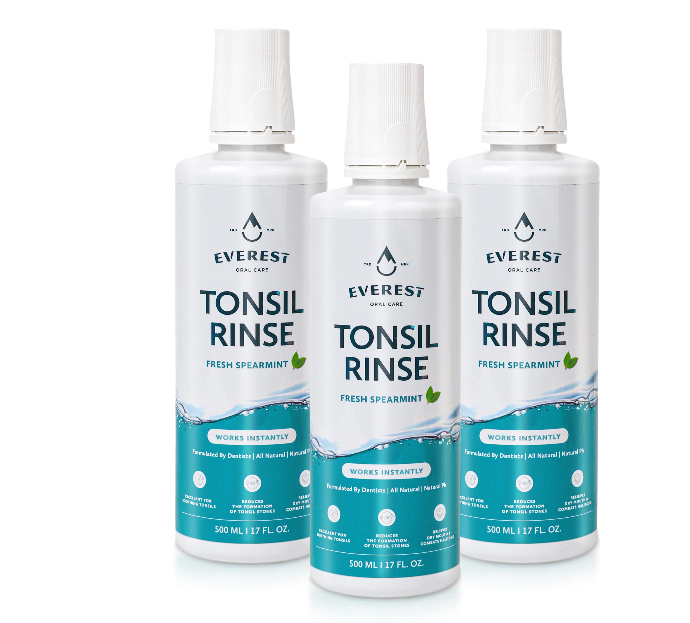 Everest Mouth Wash bottle pour with refreshing spearmint aroma for fresh breath.