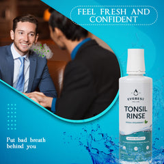 Everest Mouth Wash label highlighting natural ingredients and alcohol-free formula.