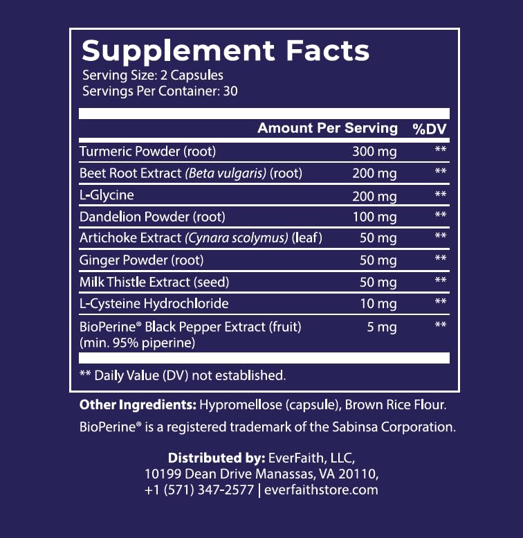 EVERFAITH Livergy capsules closeup highlights vegetarian capsules for daily detox.