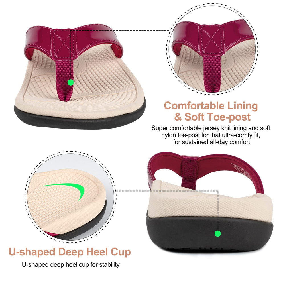 Everhealth ergonomic footbed in orthotic flip flops aligns steps