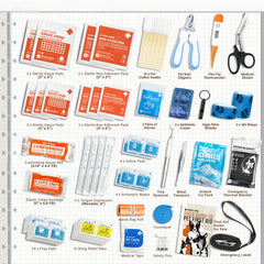 EVERLIT CARE 95-piece kit contents for quick access in emergencies.