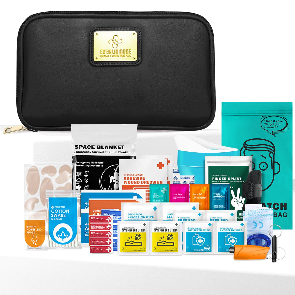 Everlit Care car first-aid kit with wallet-design keeps essentials within easy reach.