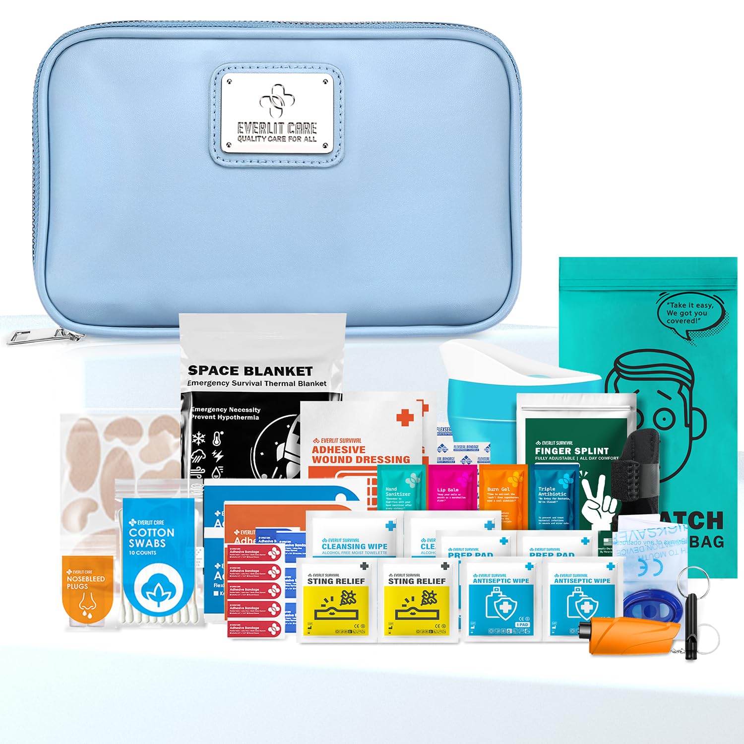 EVERLIT CARE car first aid kit cyan closed for stylish road safety.