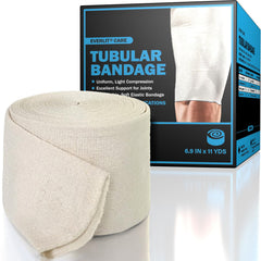 EVERLIT elasticated tubular bandage on arm provides breathable, lightweight support.