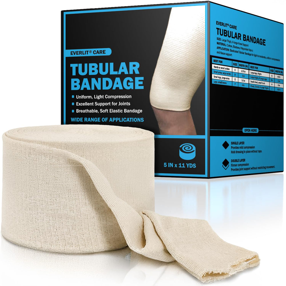Everlit elasticated tubular bandage for large arm provides gentle, reliable tissue support.