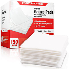 Everlit extra-thick 4x4 gauze pad in a 12-ply pack for wound care versatility.