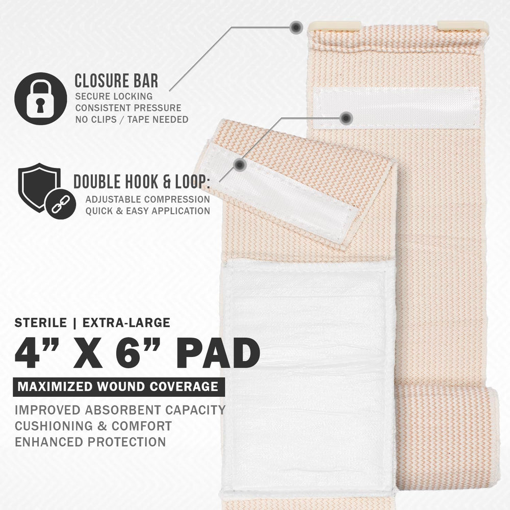 EVERLIT Mini bandage pad providing 4x6 inch coverage with extended elastic wrap