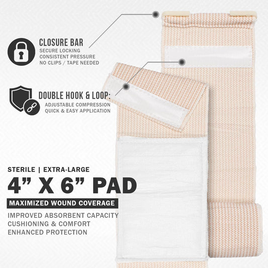 EVERLIT Mini bandage pad providing 4x6 inch coverage with extended elastic wrap