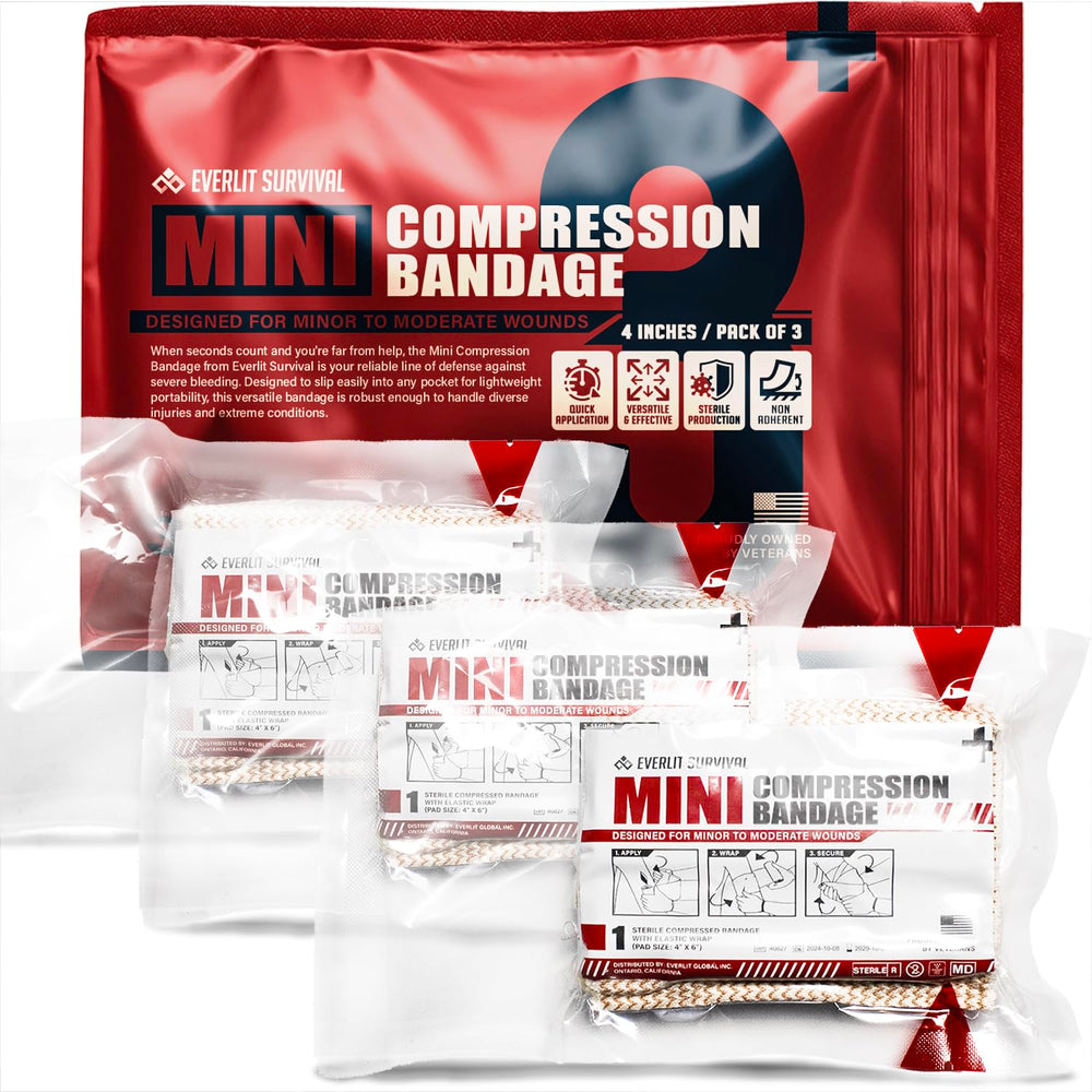 EVERLIT Mini emergency bandage in vacuum-sealed packaging for quick first aid readiness