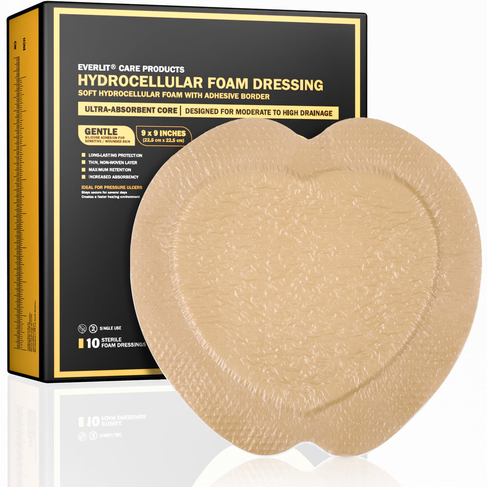 Everlit Sacrum Foam Dressing in sterile packaging ready for clean wound care applications.