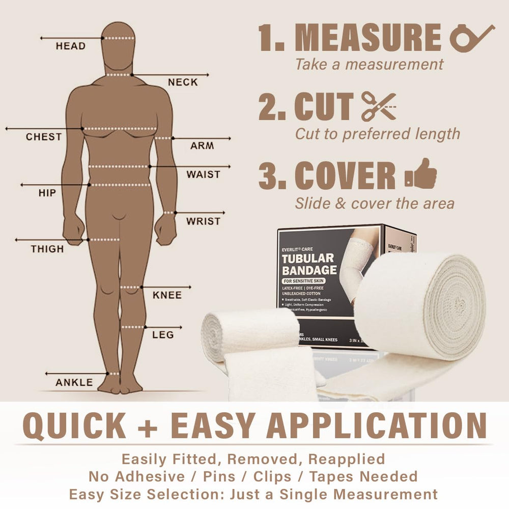 TRI-ACTION bandage delivering uniform compression with cotton, spandex, and elastic