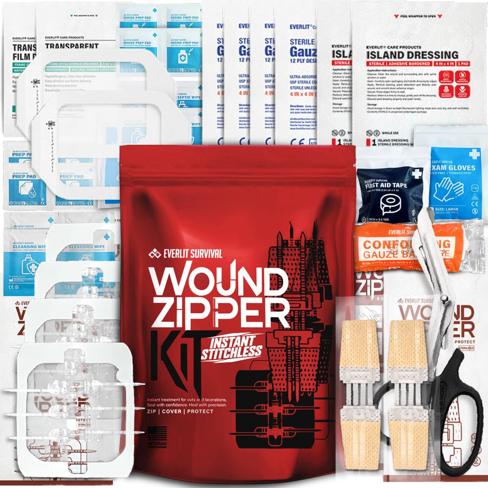 EVERLIT Wound Closure Kit with Zip-Stitch for fast, secure emergency closure.