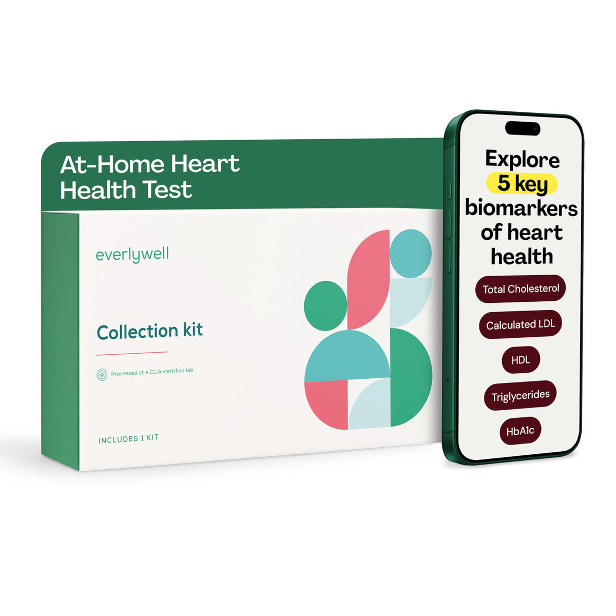 Everlywell heart health at home kit cover showing all-in-one testing setup for convenience