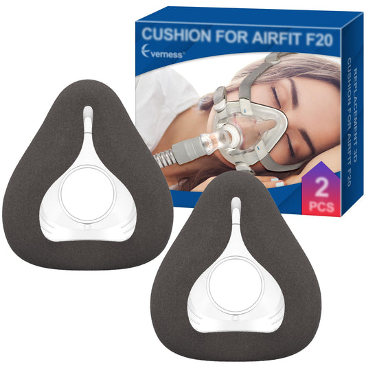 Everness Airfit F20 cushion-foam image shows secure fit for large mask users