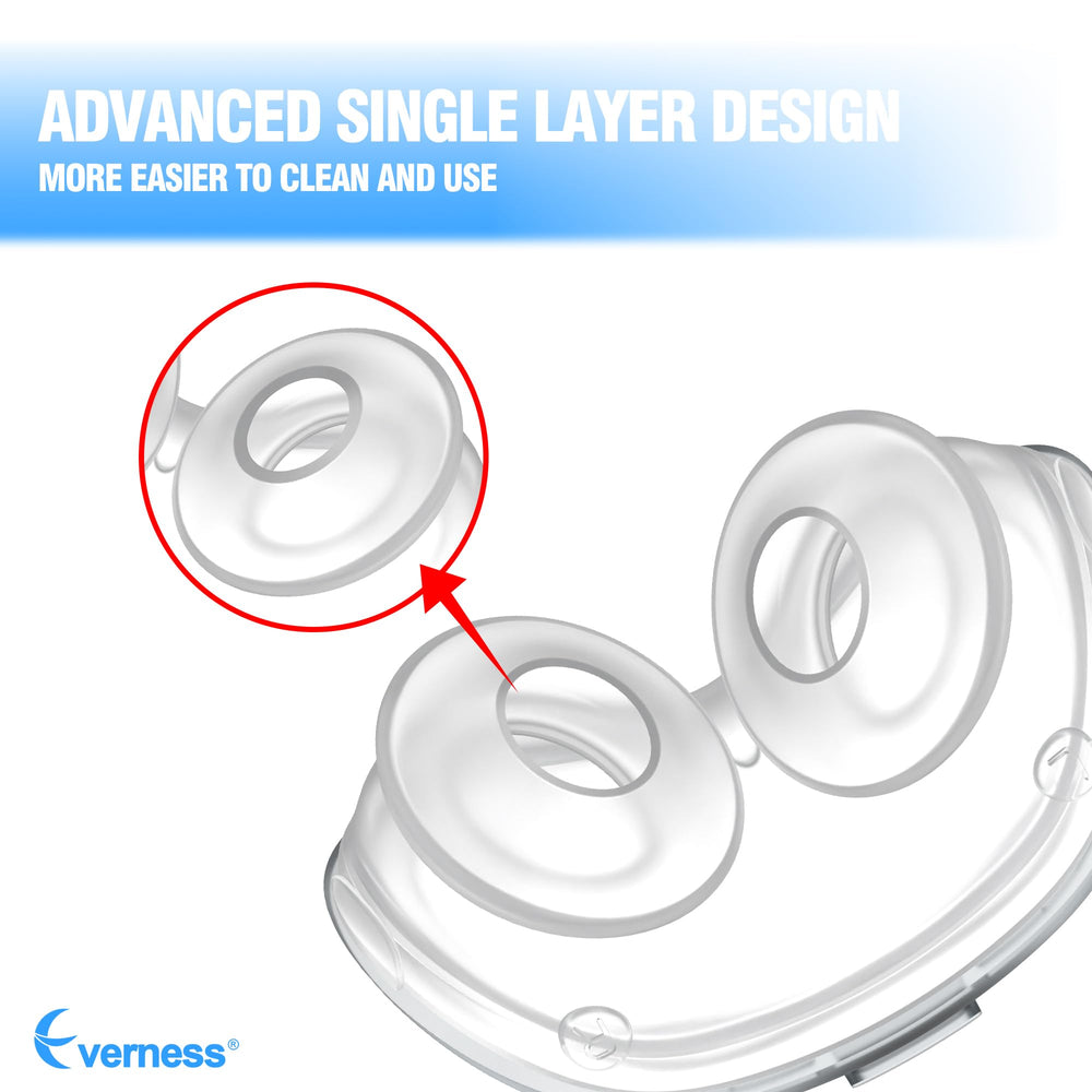 Everness Airfit P10 large pillows deliver gentle nose contact and comfort.
