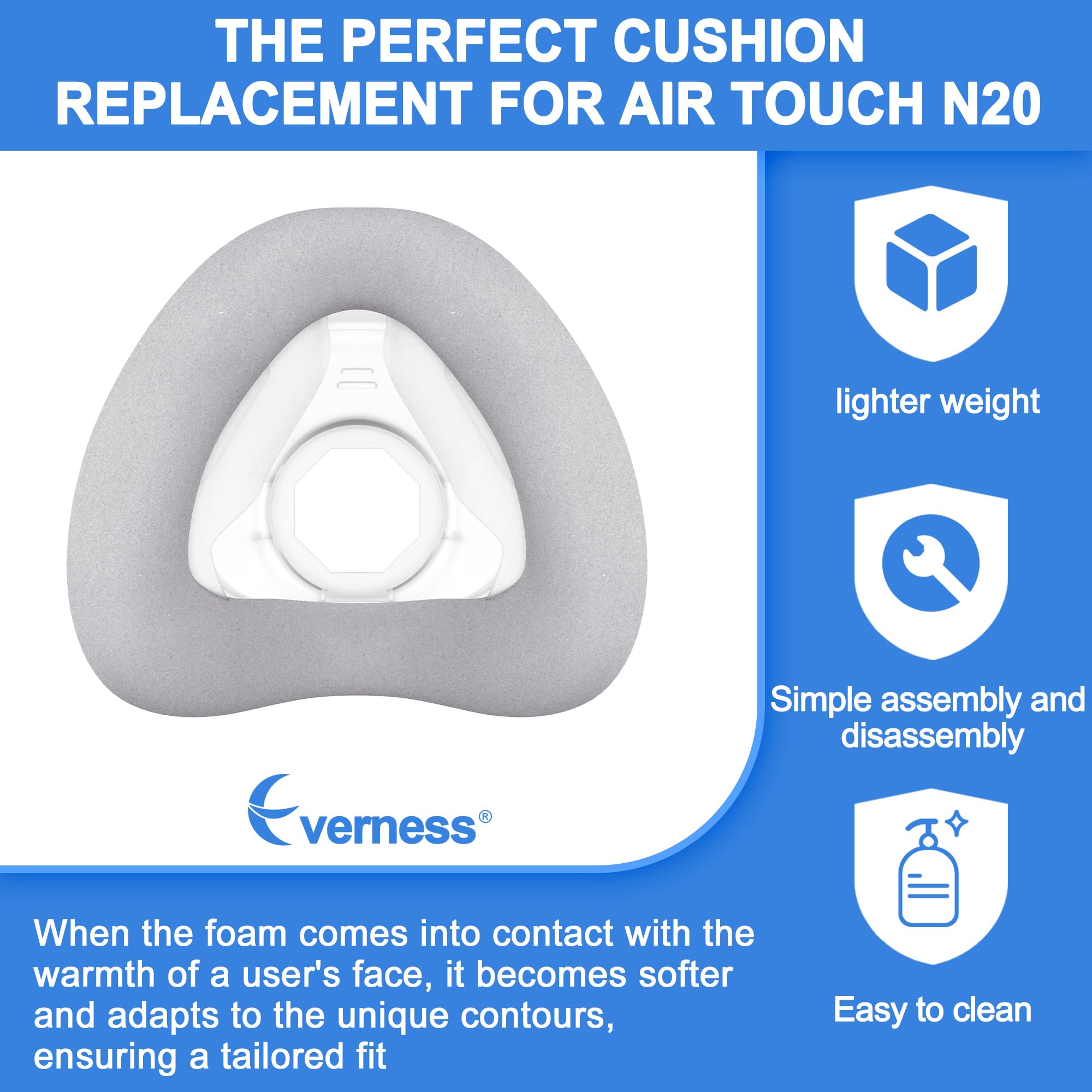 Everness AirTouch N20 S cushion with silicone bridge for a secure seal.