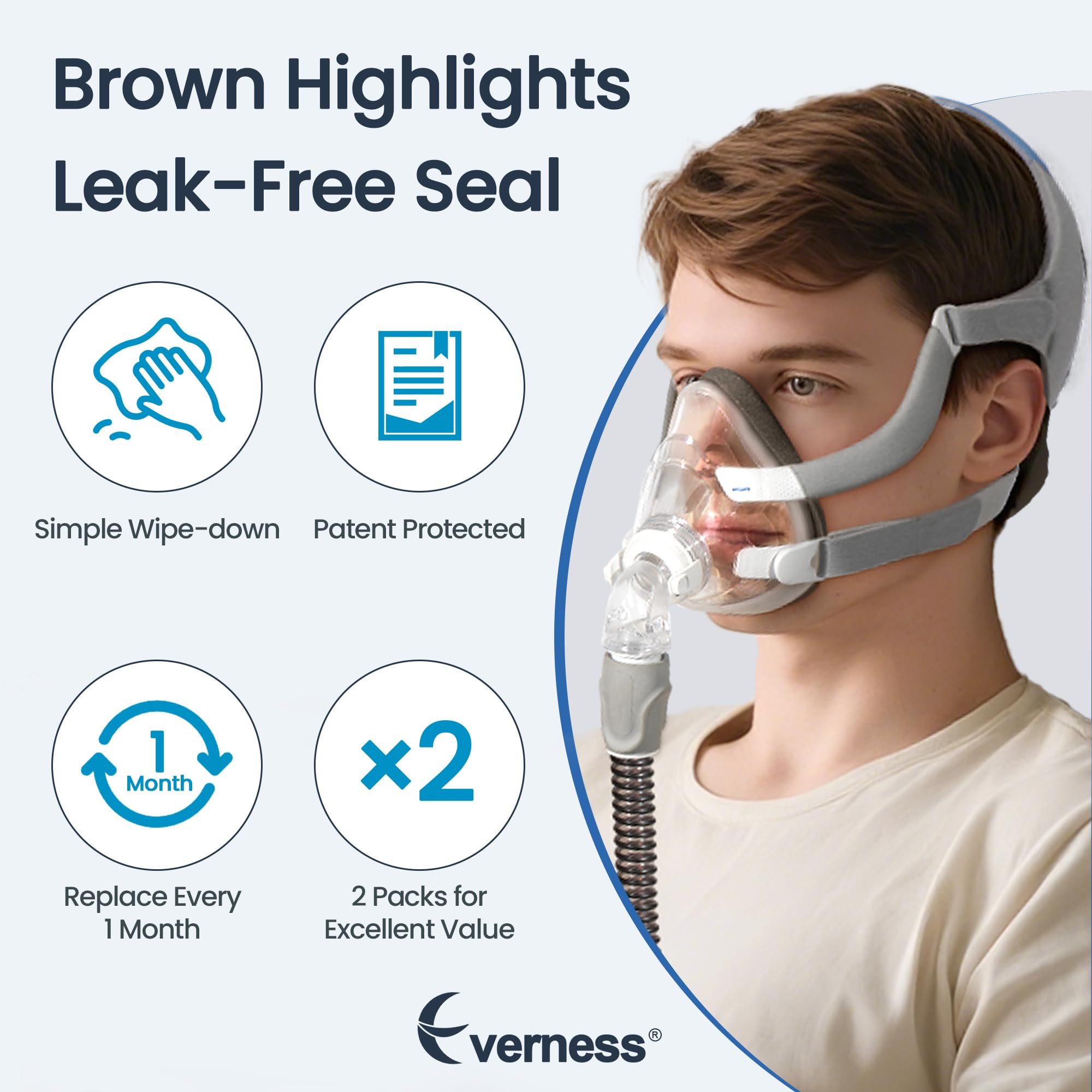 Everness bearded-friendly cushion reduces irritation while sleeping.
