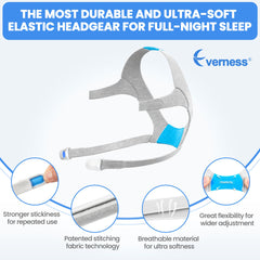 Everness CPAP headstrap assembly with quick-fit design for easy nightly wear.