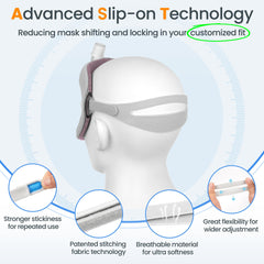 Everness slip-on elastic-fit headgear for simple, comfortable adjustment.