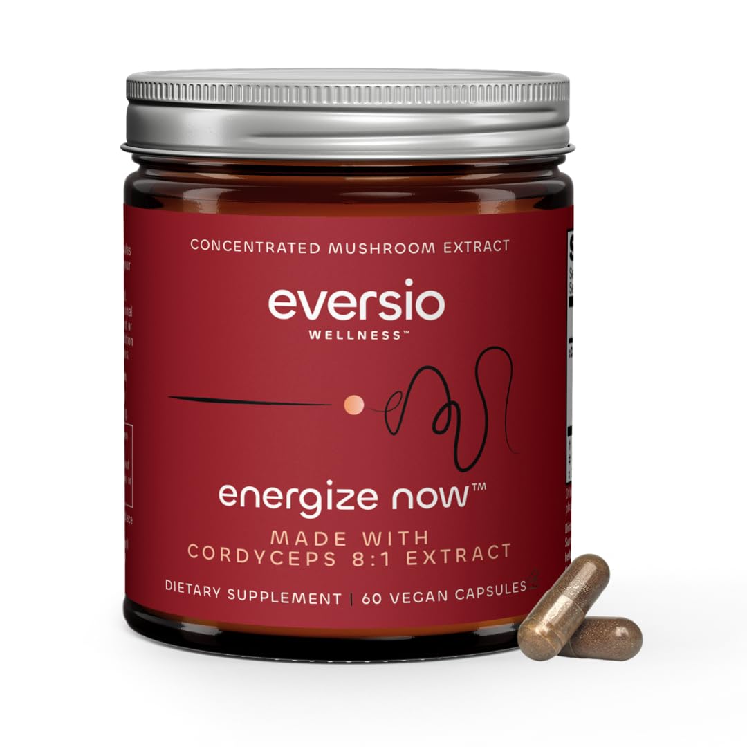 Eversio Cordyceps 8:1 extract bottle highlights energy support.