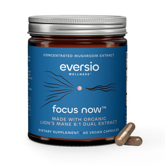 Eversio Wellness Lion’s Mane Focus capsules for sharper focus and cognitive support.