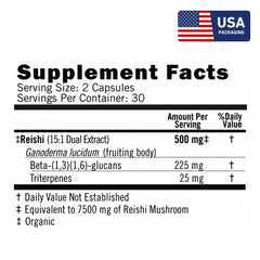 Eversio Wellness Organic Reishi bottle side highlights vegan capsules for daily purity.