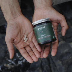 Eversio Wellness Reishi label closeup shows 15:1 dual extract potency.