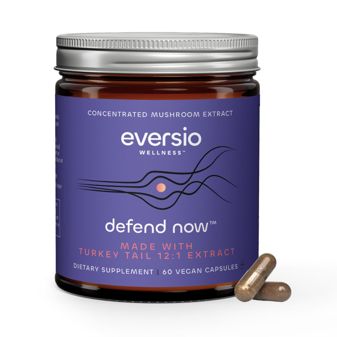 Eversio Wellness Organic Turkey Tail capsules bottle front view supports daily immune wellness.