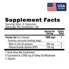 Eversio Wellness Organic Turkey Tail capsules being poured for convenient daily dosing.