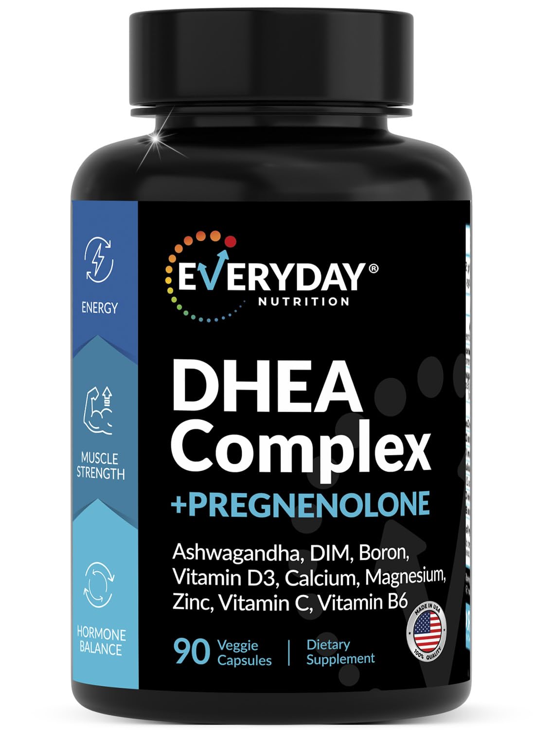 EVERYDAY NUTRITION DHEA Micronized bottle supports daily vitality and balanced energy
