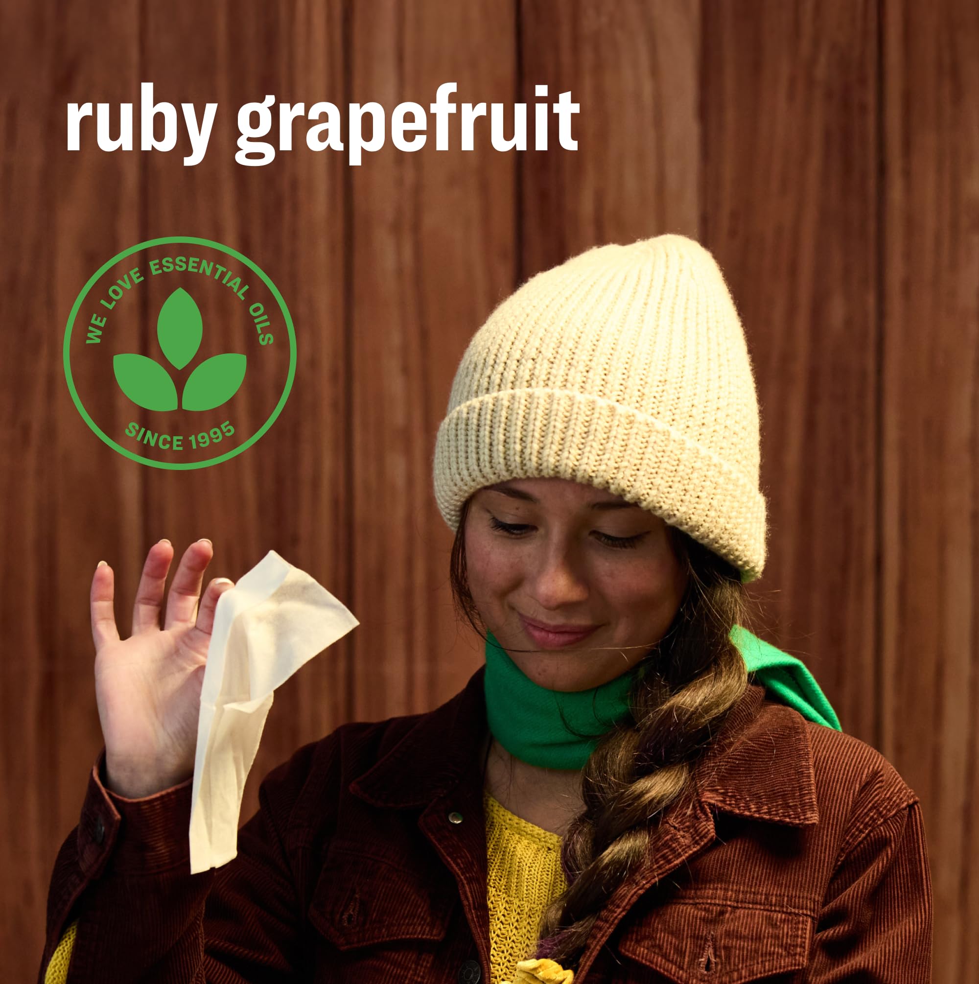 Using Everyone Ruby Grapefruit wipes for a quick hand refresh after errands