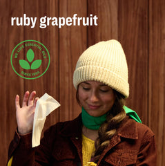 Using Everyone Ruby Grapefruit wipes for a quick hand refresh after errands
