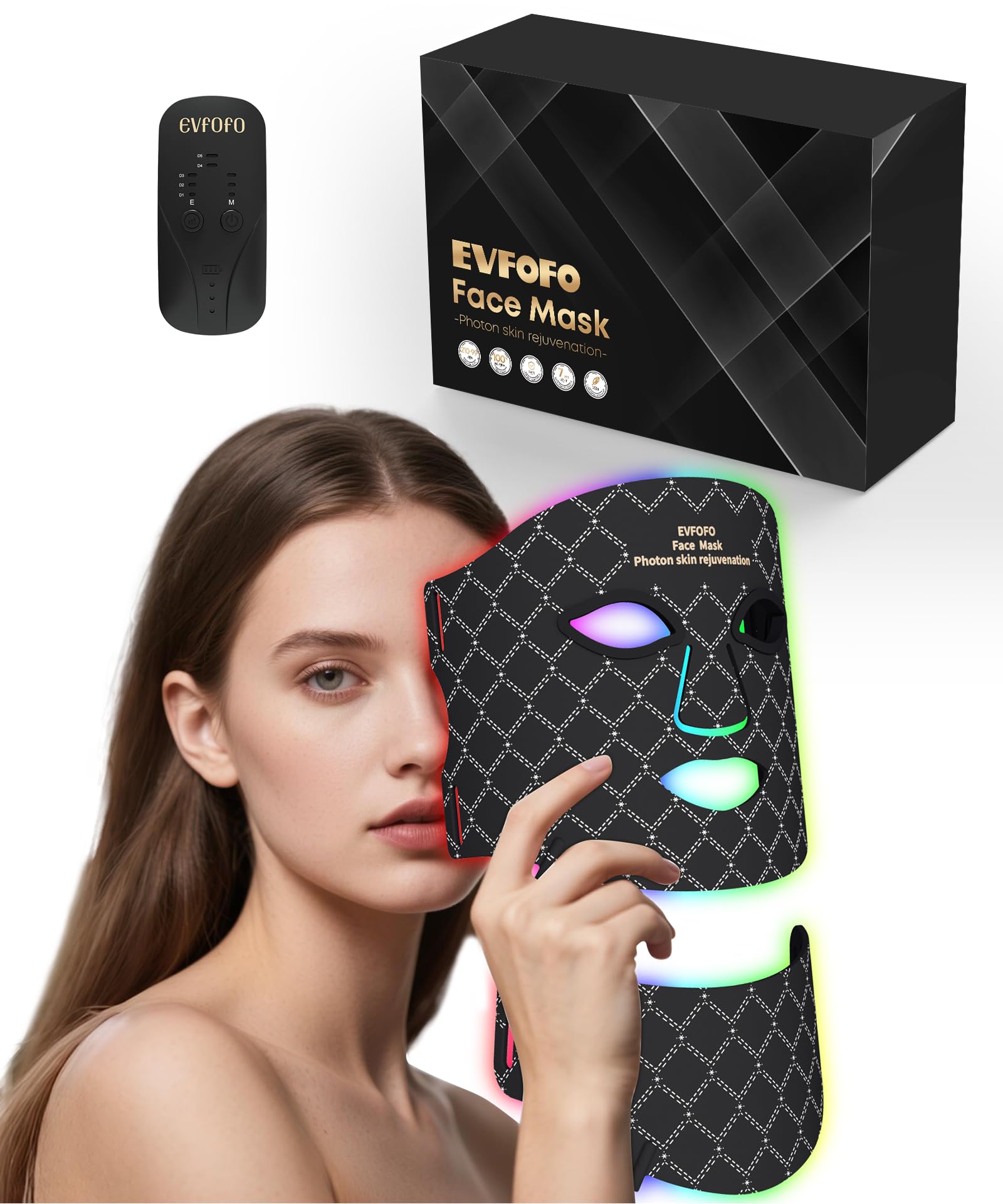 EVFOFO face and neck mask with 7 colors for comprehensive skin care at home