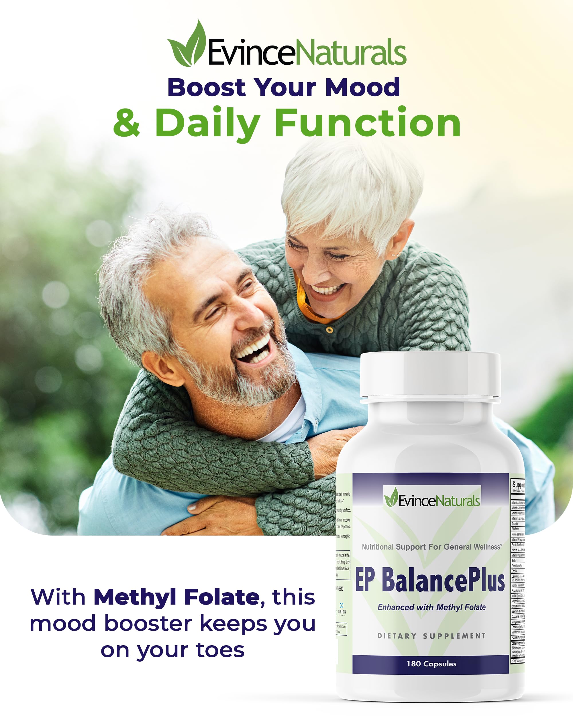 Closeup of EvinceNaturals BalancePlus label highlighting its nutrient profile