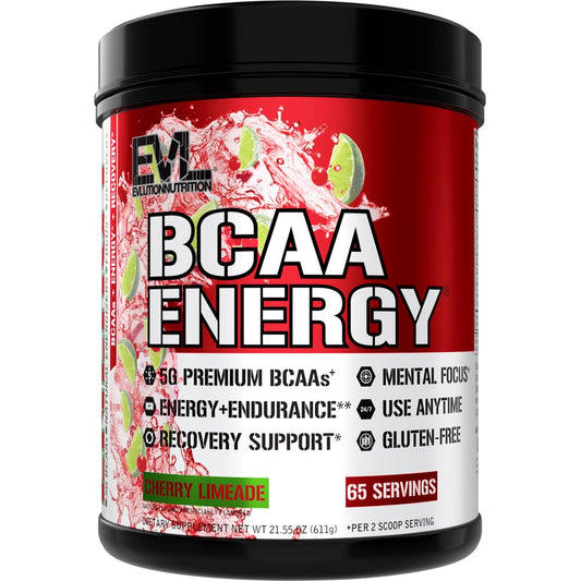 EVL BCAAs bottle pour with Cherry Limeade for refreshing workout hydration.