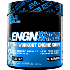 EVL Ultimate Pre Workout Blue Raz tub ready for focused training sessions