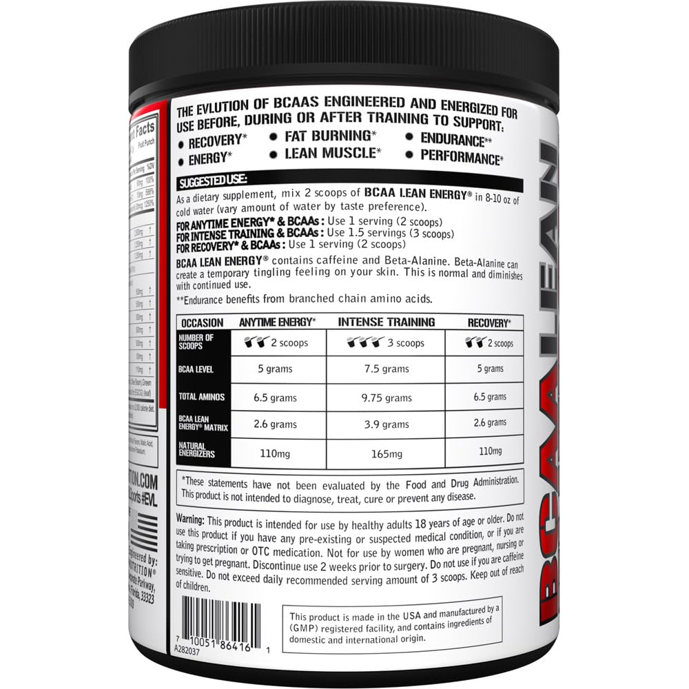 EVL BCAA Lean Energy powder being mixed for a refreshing workout boost.