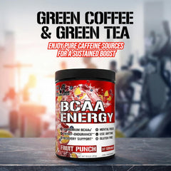 EVL BCAAs fruit punch label on container highlighting BCAA ratio.