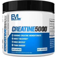 EVL Creatine5000 bottle closeup for lean muscle support and recovery use
