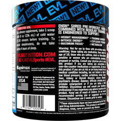 EVL ENGN Shred preworkout serving demonstrates endurance-ready portion.
