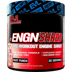 EVL Ultimate Pre Workout bottle shows energy-boosting formula for focused training