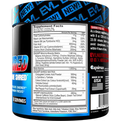 EVLution Ultimate Pre Workout Rocket Pop powder scoop showing precise serving.