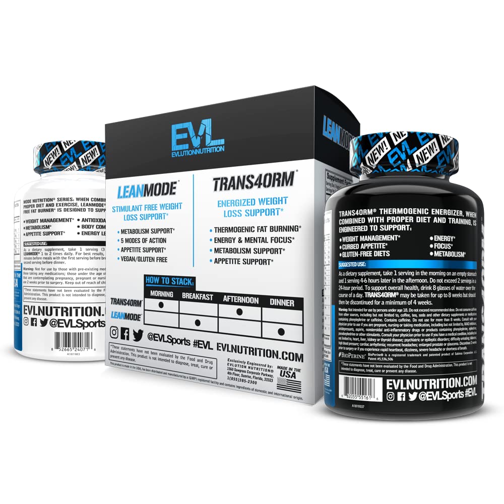 EVL Weight Loss Stack packaging highlights transparent ingredients.