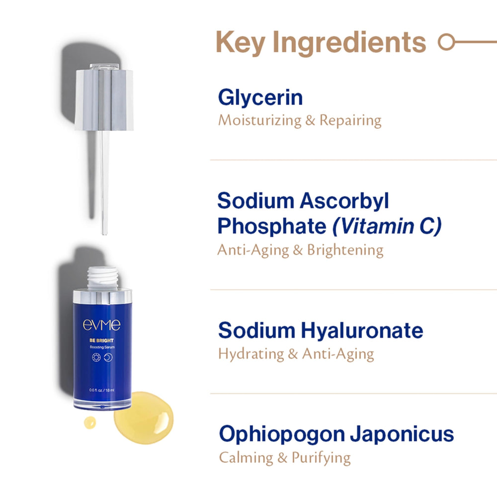 Vitamin C in Evme Serum provides gentle brightening and antioxidant support.