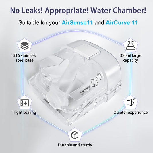 EvoClean HumidAir water tank close-up shows durable materials for CPAP reliability.