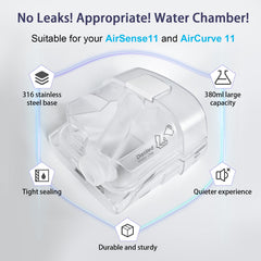 EvoClean HumidAir water tank close-up shows durable materials for CPAP reliability.