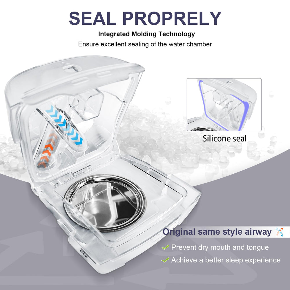 EvoClean water chamber connection with hose demonstrates easy nightly attachment.